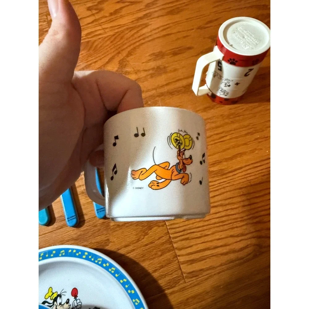 Vintage Disney Dishes Lot Including 101 Dalmatians & Band Leader Mickey - Good